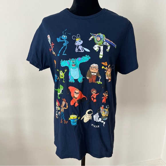 Disney Pixar Cartoon Character Navy Blue Unisex T-Shirt Sz Medium - Picture 1 of 9